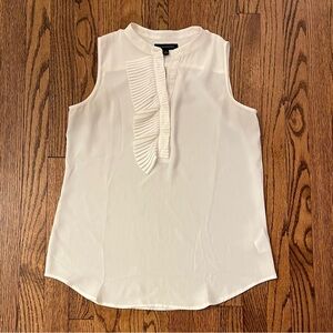 Banana Republic White Sleeveless Blouse with Ruffle